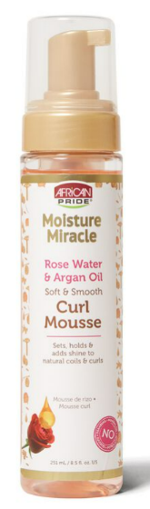 AFRICAN PRIDE MOISTURE MIRACLE ROSE WATER ARGAN OIL CURL MOUSSE 8 5